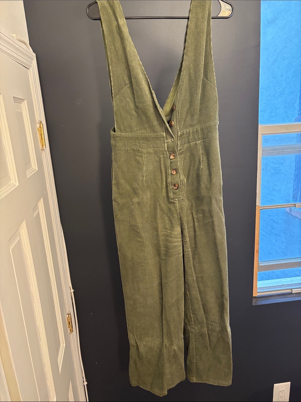 Lulu's Olive Green Corduroy Button-Front Jumpsuit